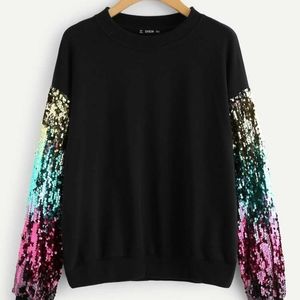 Sequin Contrast Tunic Pullover